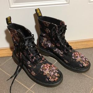 Dr. Martens Beckett Black Floral Combat Boots